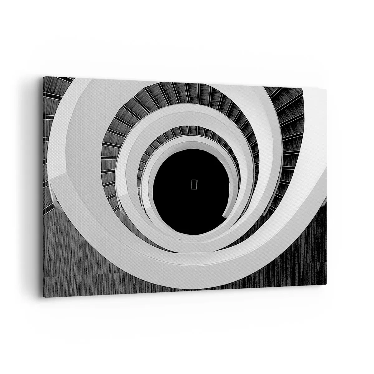 Impression sur toile - Image sur toile - Escalier en colimaçon noir et blanc de style moderne - 100x70cm - Les choses concrêtes - Décoration murale moderne pour le salon et la chambre ARTTOR
