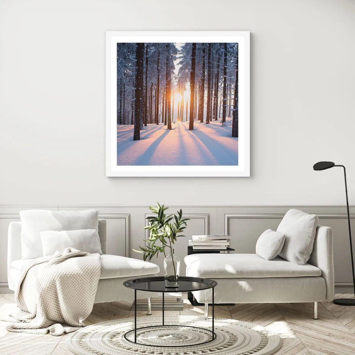 Affiche dans un cadre blanc - Poster - Clairement en noir et blanc - 60x60 cm