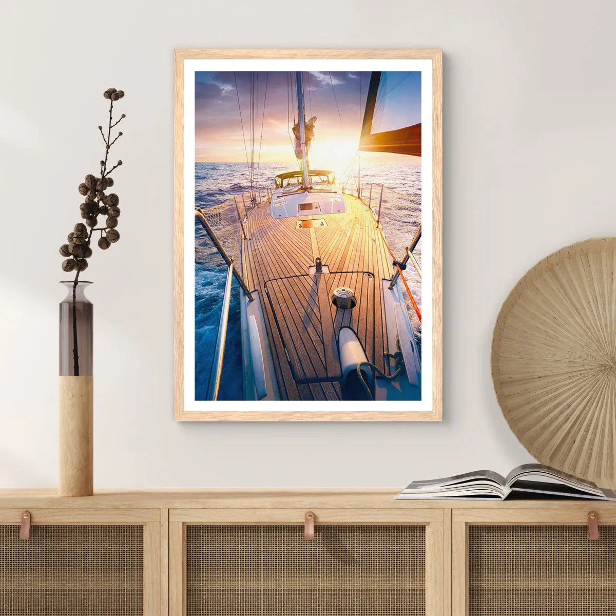 Affiche dans un chêne clair - Poster - Courir sur les vagues - 30x40 cm
