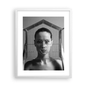 Affiche dans un cadre blanc - Poster - Portrait un peu surréaliste - 40x50 cm
