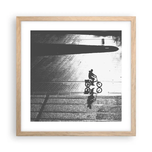 Affiche dans un chêne clair - Poster - Devant moi, à travers la ville - 40x40 cm