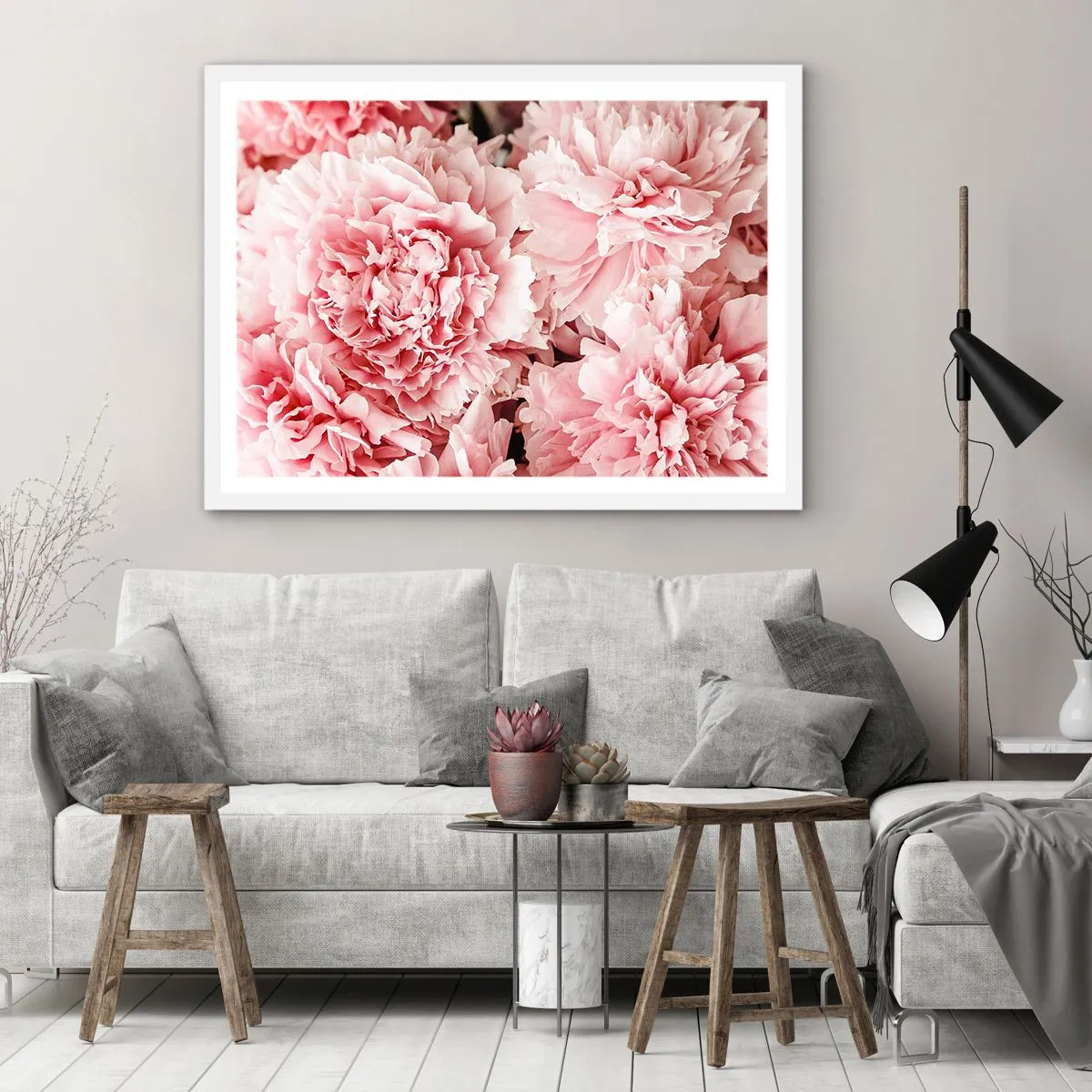 Affiche dans un cadre blanc - Poster - Rêve rose - 100x70 cm