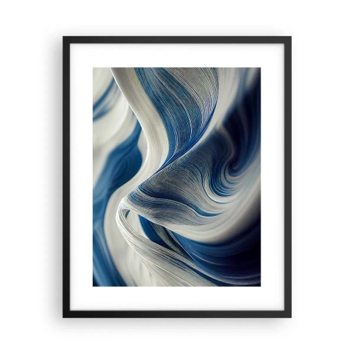Affiche dans un cadre noir - Poster - La fluidité du bleu et du blanc - 40x50 cm