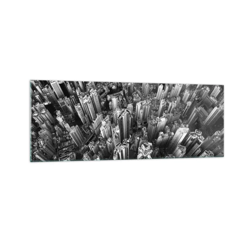 Impression sur verre - Image sur verre - Vue aérienne de la ville en noir et blanc - 140x50cm - Toujours de plus en plus haut - Décoration murale moderne pour le salon et la chambre ARTTOR