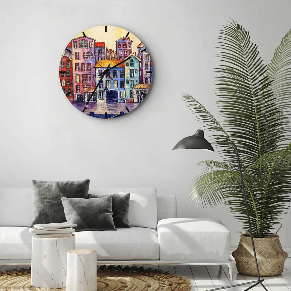 Horloge murale - Pendule murale - Une ville comme dans un conte de fées - 40x40 cm