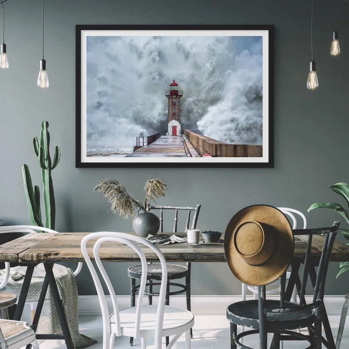 Affiche dans un cadre noir - Poster - Le rugissement des eaux, le bruit soufflera - 50x40 cm