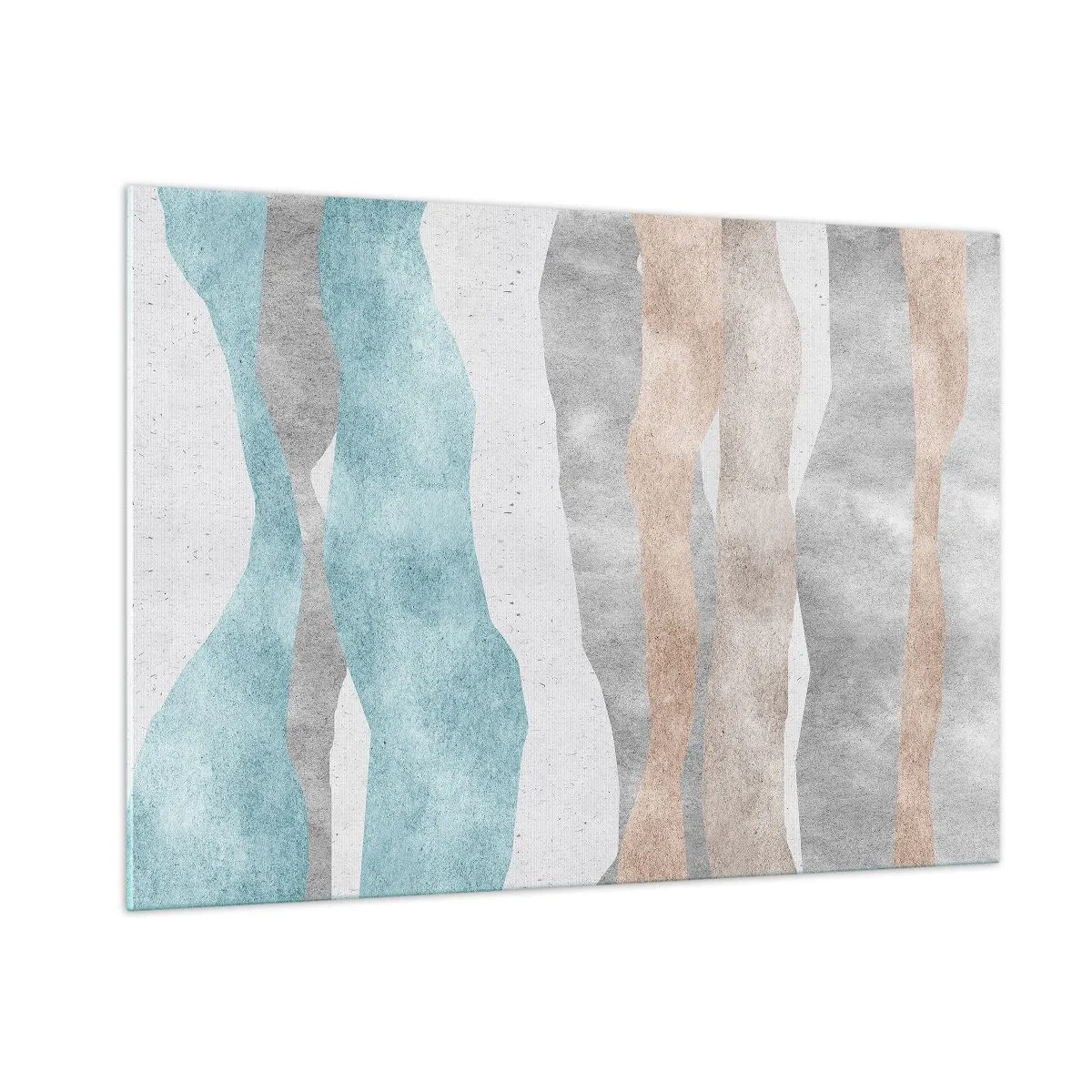 Impression sur verre - Image sur verre - Rayures délicates dans les tons beige et bleu - 100x70cm - Une étude de proximité - Décoration murale moderne pour le salon et la chambre ARTTOR