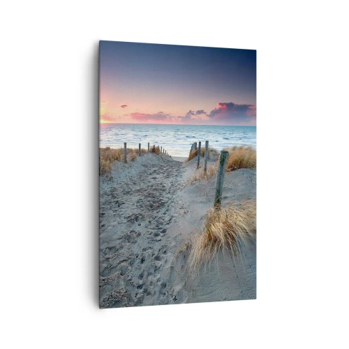 Impression sur toile - Image sur toile - Chemin menant à la plage au coucher du soleil - 80x120cm - Tu as versé l'éclat de l'arc-en-ciel sur les flots - Décoration murale moderne pour le salon et la chambre ARTTOR