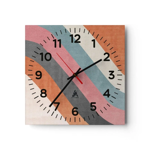 Horloge murale - Pendule murale - Composition diagonale – mouvement - 30x30 cm