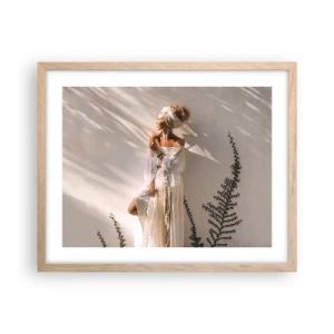 Affiche dans un chêne clair - Poster - Le soleil et la fille - 50x40 cm