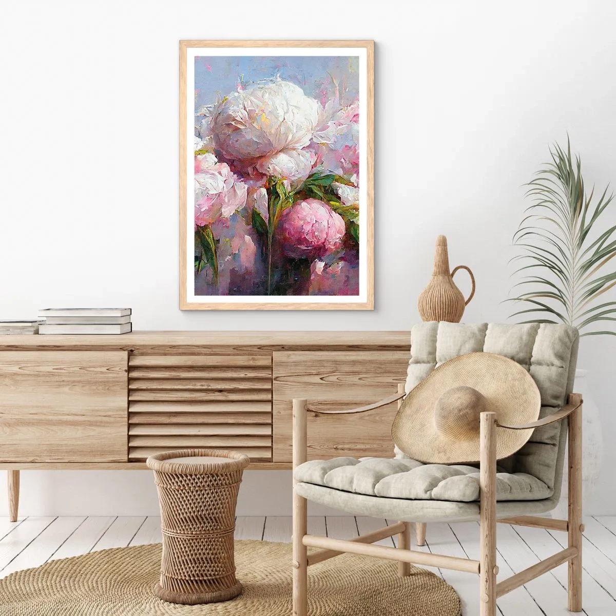 Affiche dans un chêne clair - Poster - Un bouquet plein de vie - 40x50 cm