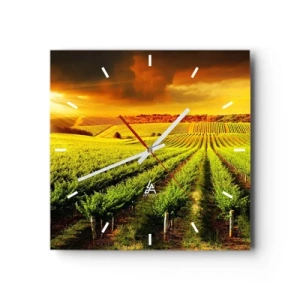 Horloge murale - Pendule murale - Des vignes dorées illuminées par les rayons du soleil - 30x30cm - Sous le soleil australien - Décoration murale moderne pour le salon et la chambre ARTTOR