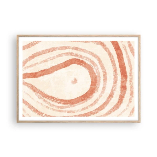 Affiche dans un chêne clair - Poster - Cercles de corail – composition - 100x70 cm