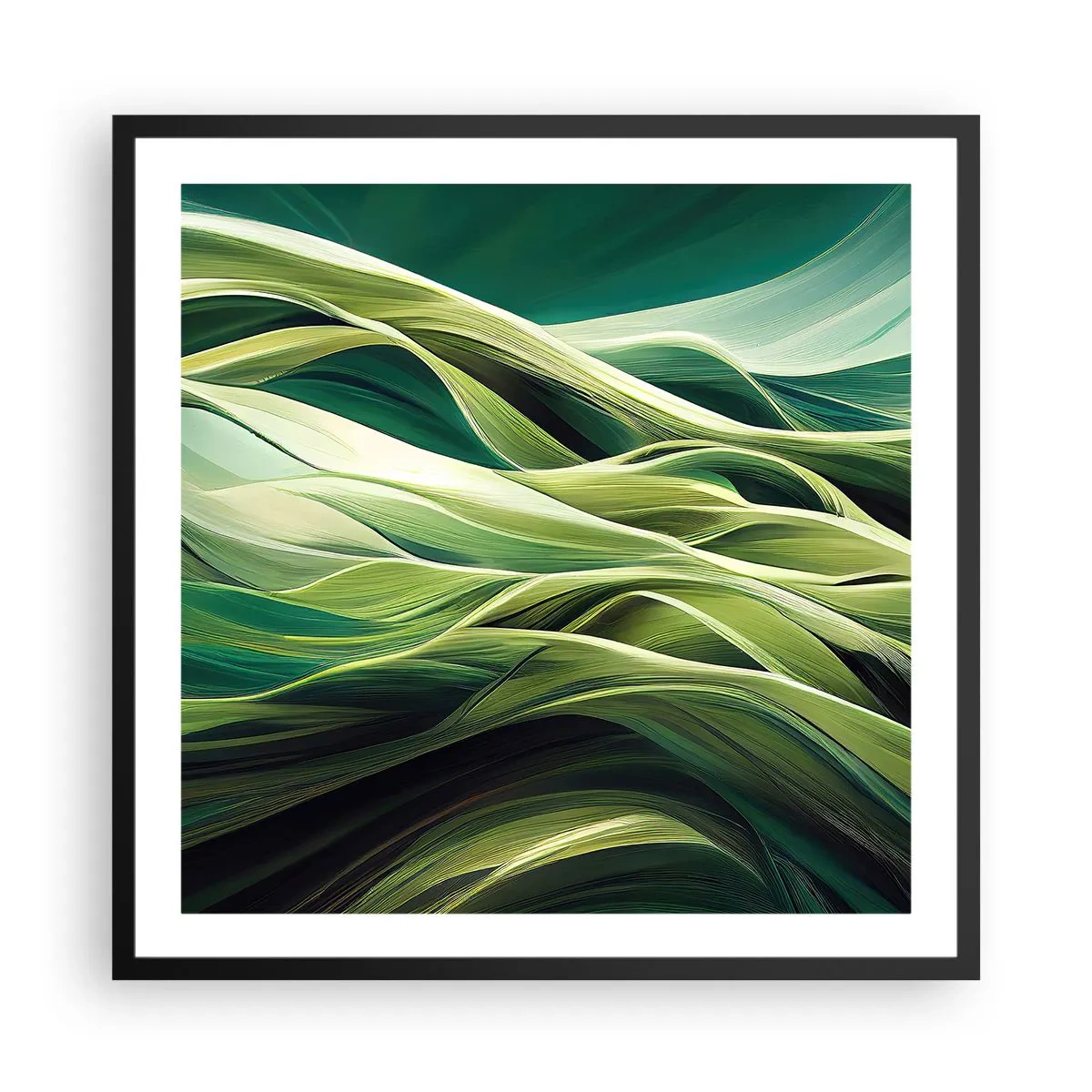 Affiche dans un cadre noir - Poster - Jeu de vert abstrait - 60x60 cm