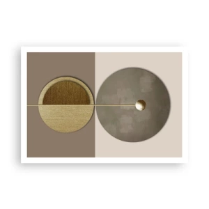 Affiche - Poster - Cercles abstraits dans les tons or et beige - 100x70cm - Équilibre parfait - Décoration murale moderne pour le salon et la chambre ARTTOR