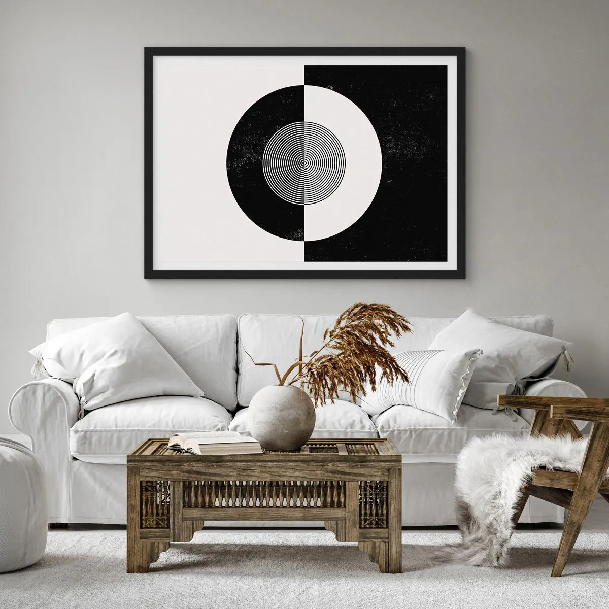 Affiche dans un cadre noir - Poster - Harmonie de noir et blanc - 40x30 cm