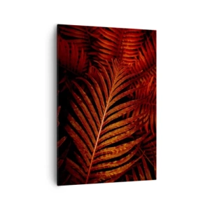 Impression sur toile - Image sur toile - Gros plan de feuilles tropicales rouges - 70x100cm - Chaleur de la vie - Décoration murale moderne pour le salon et la chambre ARTTOR