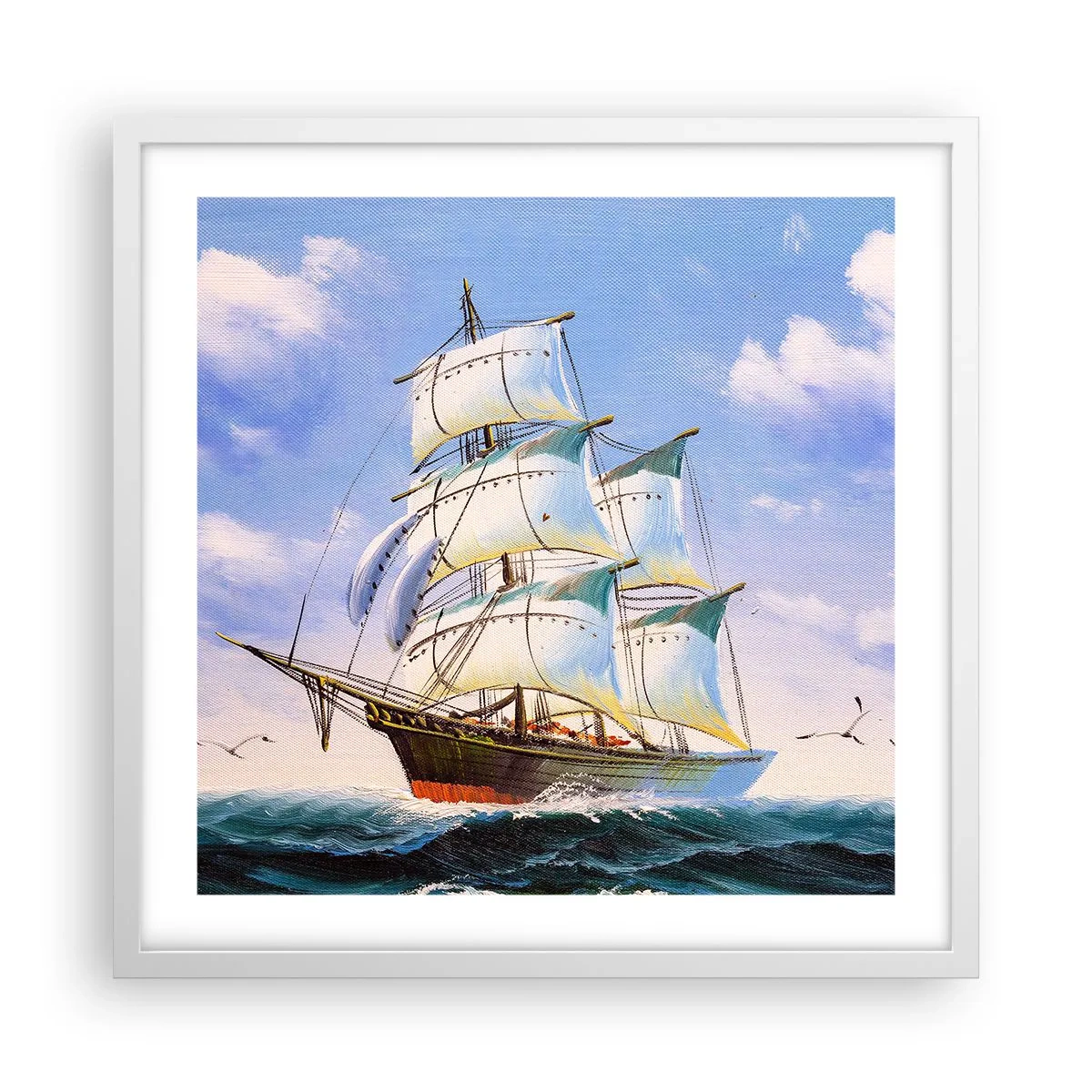 Affiche dans un cadre blanc - Poster - Fièrement avec le vent - 50x50 cm
