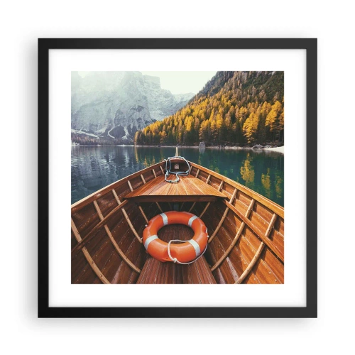 Affiche dans un cadre noir - Poster - Escapade en montagne - 40x40 cm