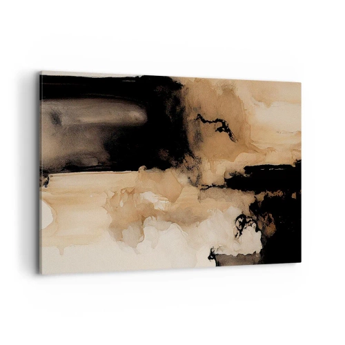 Impression sur toile - Image sur toile - Composition abstraite dans les tons de marron et de noir - 120x80cm - Une abstraction intrigante - Décoration murale moderne pour le salon et la chambre ARTTOR