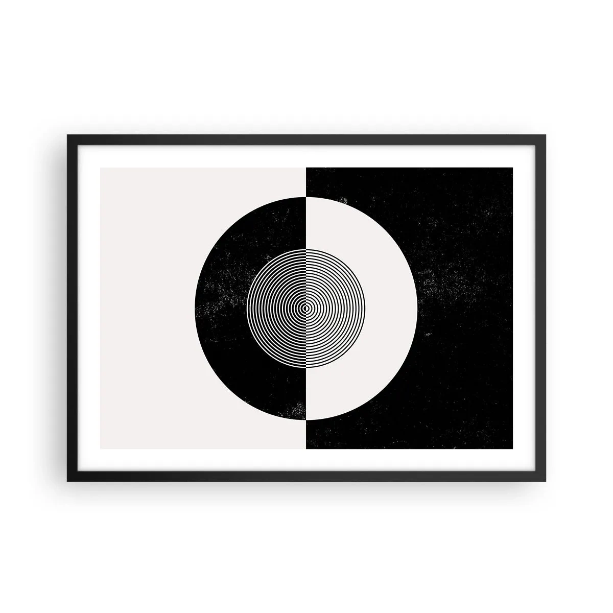 Affiche dans un cadre noir - Poster - Motif graphique contrasté noir et blanc - 70x50cm - Harmonie de noir et blanc - Décoration murale moderne pour le salon et la chambre ARTTOR