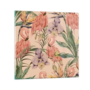 Impression sur verre - Image sur verre - Ballet rose dans les fleurs - 70x70 cm