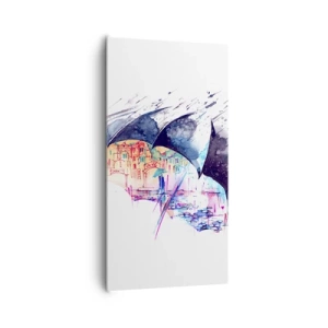 Impression sur toile - Image sur toile - Se promener sous la pluie - 65x120 cm