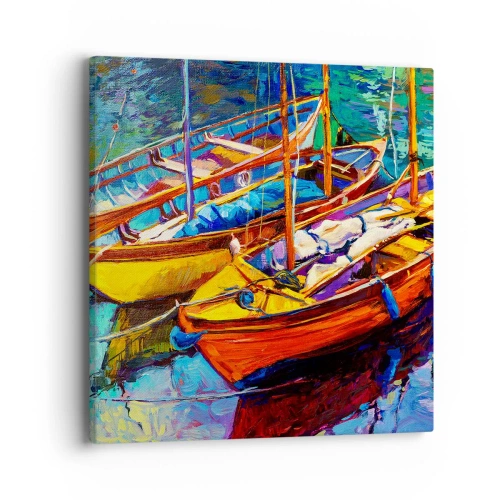 Impression sur toile - Image sur toile - Sur l'eau épaisse de couleurs - 40x40 cm