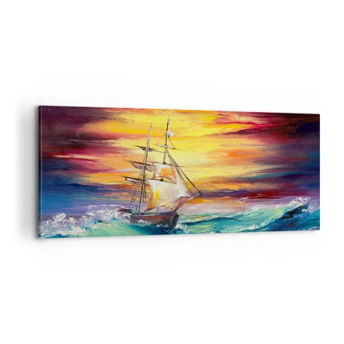Impression sur toile - Image sur toile - Courageusement sous les vagues - 100x40 cm