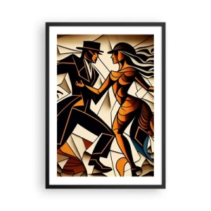 Affiche dans un cadre noir - Poster - Un couple dynamique dansant le tango dans un style cubiste. - 50x70cm - Danse de passion et de volupté - Décoration murale moderne pour le salon et la chambre ARTTOR