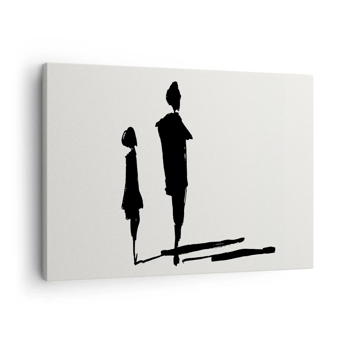 Impression sur toile - Image sur toile - Silhouettes de deux personnes en noir sur fond clair - 70x50cm - Êtes-vous sûr qu'ils sont ensemble ? - Décoration murale moderne pour le salon et la chambre ARTTOR