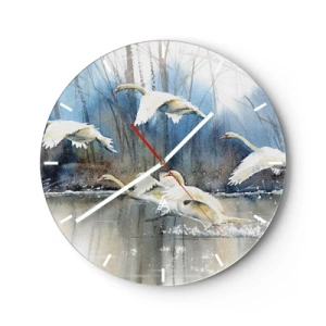 Horloge murale - Pendule murale - Comme dans un conte de fées sur les cygnes sauvages - 40x40 cm