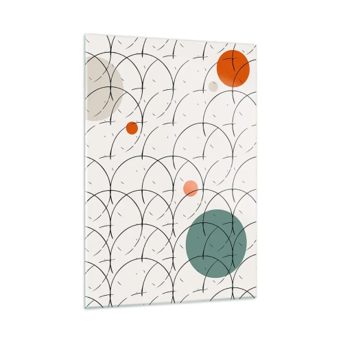 Impression sur verre - Image sur verre - Cercles colorés et lignes noires sur fond clair dans un style pop art. - 50x70cm - Dans l'esprit pop art - Décoration murale moderne pour le salon et la chambre ARTTOR
