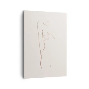 Impression sur toile - Image sur toile - Un dessin au trait subtil d'une silhouette sur un fond clair - 50x70cm - La forme du désir - Décoration murale moderne pour le salon et la chambre ARTTOR
