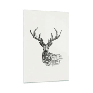 Impression sur verre - Image sur verre - Image géométrique d'un cerf dans un style minimaliste en noir et blanc - 80x120cm - Cerf dans un style cubique - Décoration murale moderne pour le salon et la chambre ARTTOR