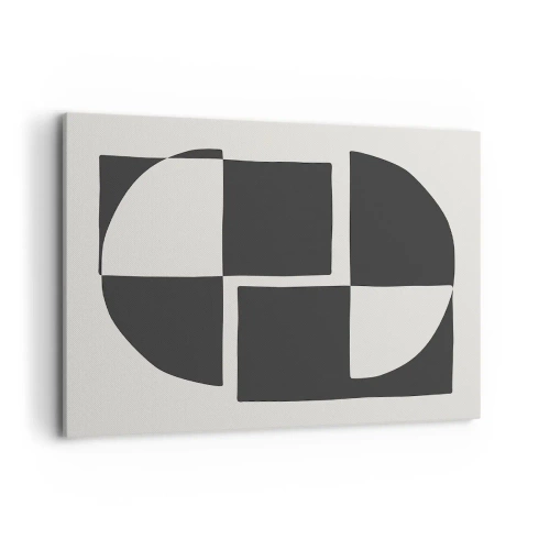 Impression sur toile - Image sur toile - Formes géométriques abstraites en noir et blanc - 100x70cm - Antithèse - Synthèse - Décoration murale moderne pour le salon et la chambre ARTTOR