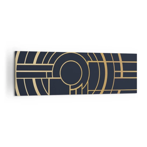 Impression sur toile - Image sur toile - Motif géométrique avec des lignes dorées - 160x50cm - Rotation des éléments - Décoration murale moderne pour le salon et la chambre ARTTOR