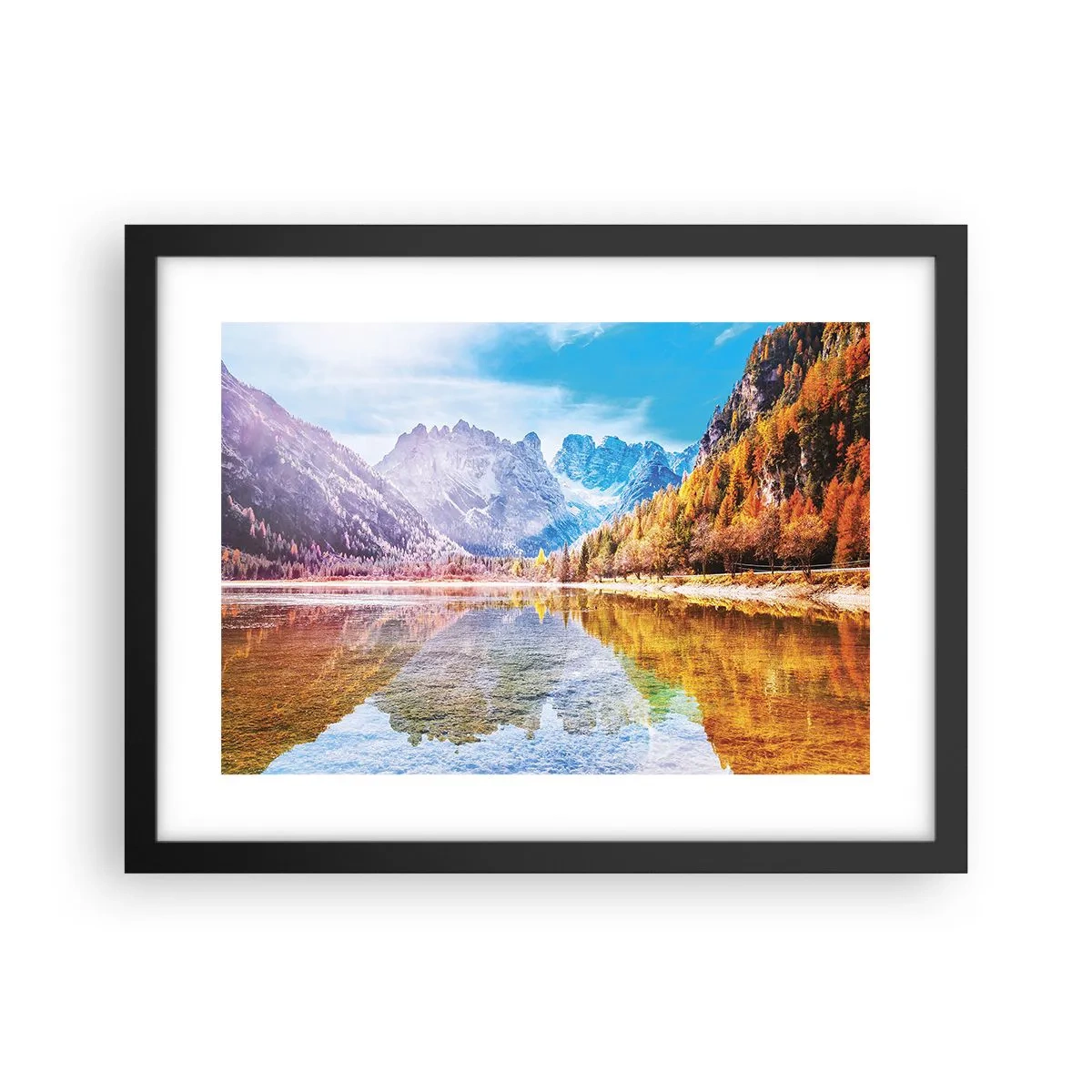 Affiche dans un cadre noir - Poster - C'est déjà le printemps à la montagne - 40x30 cm