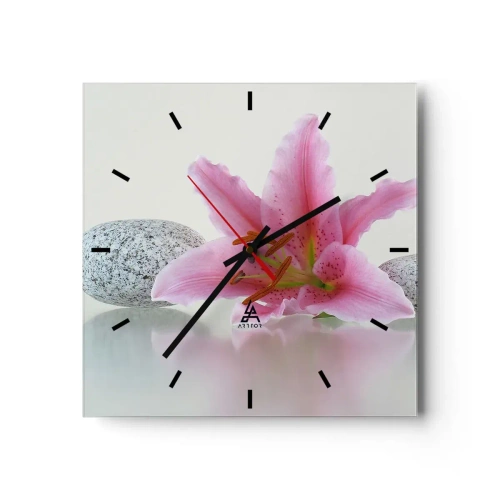 Horloge murale - Pendule murale - Étude de rose, gris et blanc - 40x40 cm
