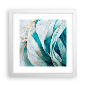 Affiche dans un cadre blanc - Poster - Abstraction bleue avec un motif doré - 30x30 cm