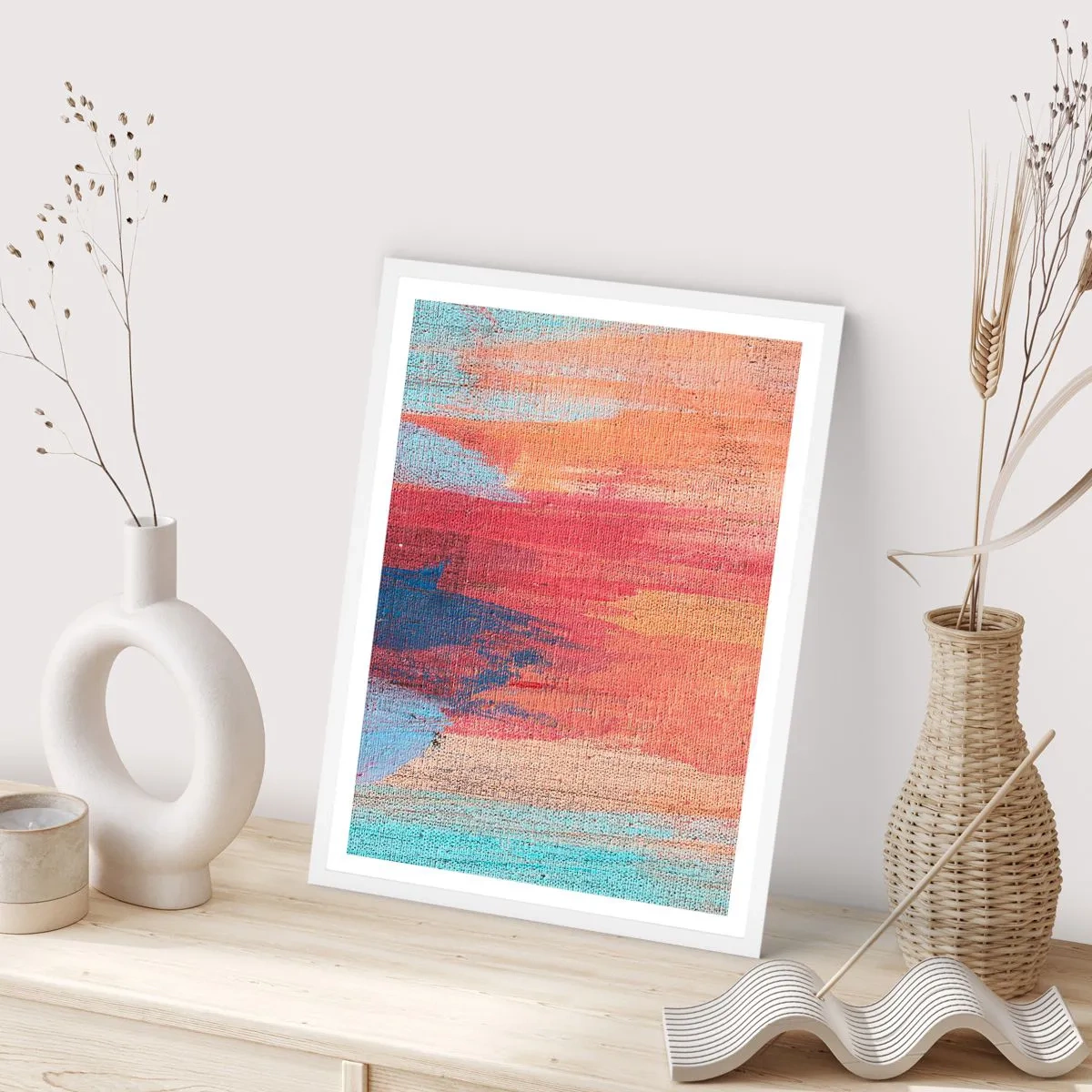 Affiche dans un cadre blanc - Poster - Ecoulement de l'arc-en ciel - 61x91 cm