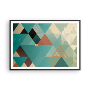 Affiche dans un cadre noir - Poster - Motifs géométriques dans les tons turquoise et marron - 100x70cm - Unité de la multiplicité, multiplicité de l'unité - Décoration murale moderne pour le salon et la chambre ARTTOR