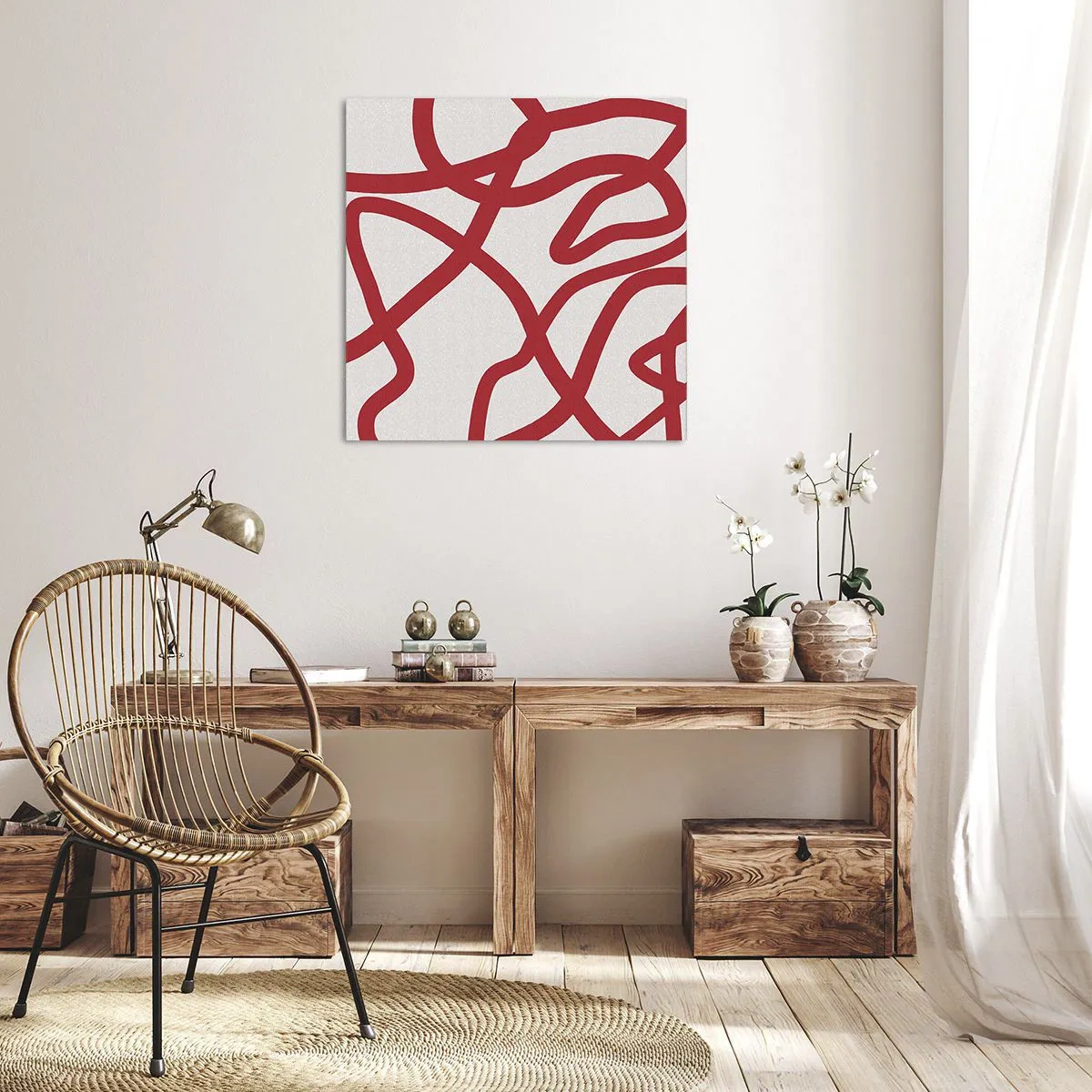 Impression sur toile - Image sur toile - Rouge sur blanc - 30x30 cm