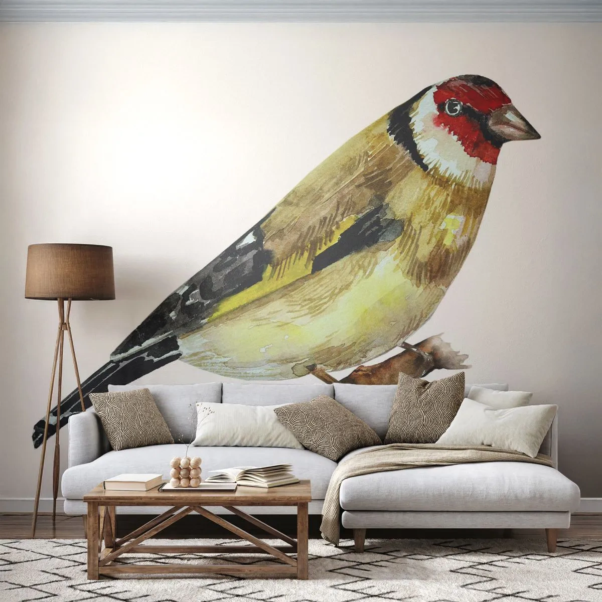 Papier Peint Autocollant Deluxe Sticker - Portrait d'oiseau - Chardonneret, Oiseau, Morceau - 250x175 cm