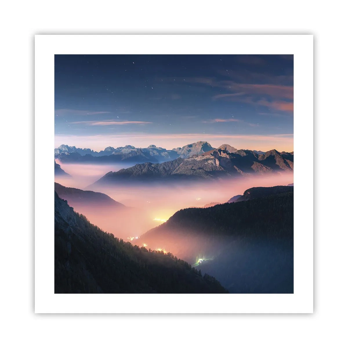 Affiche - Poster - Lumière dans les vallées - 50x50 cm
