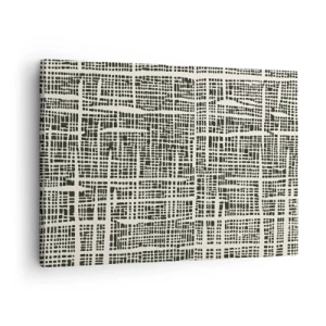 Impression sur toile - Image sur toile - Un motif géométrique ressemblant à une grille sur un fond clair - 70x50cm - Composition tissée - Décoration murale moderne pour le salon et la chambre ARTTOR