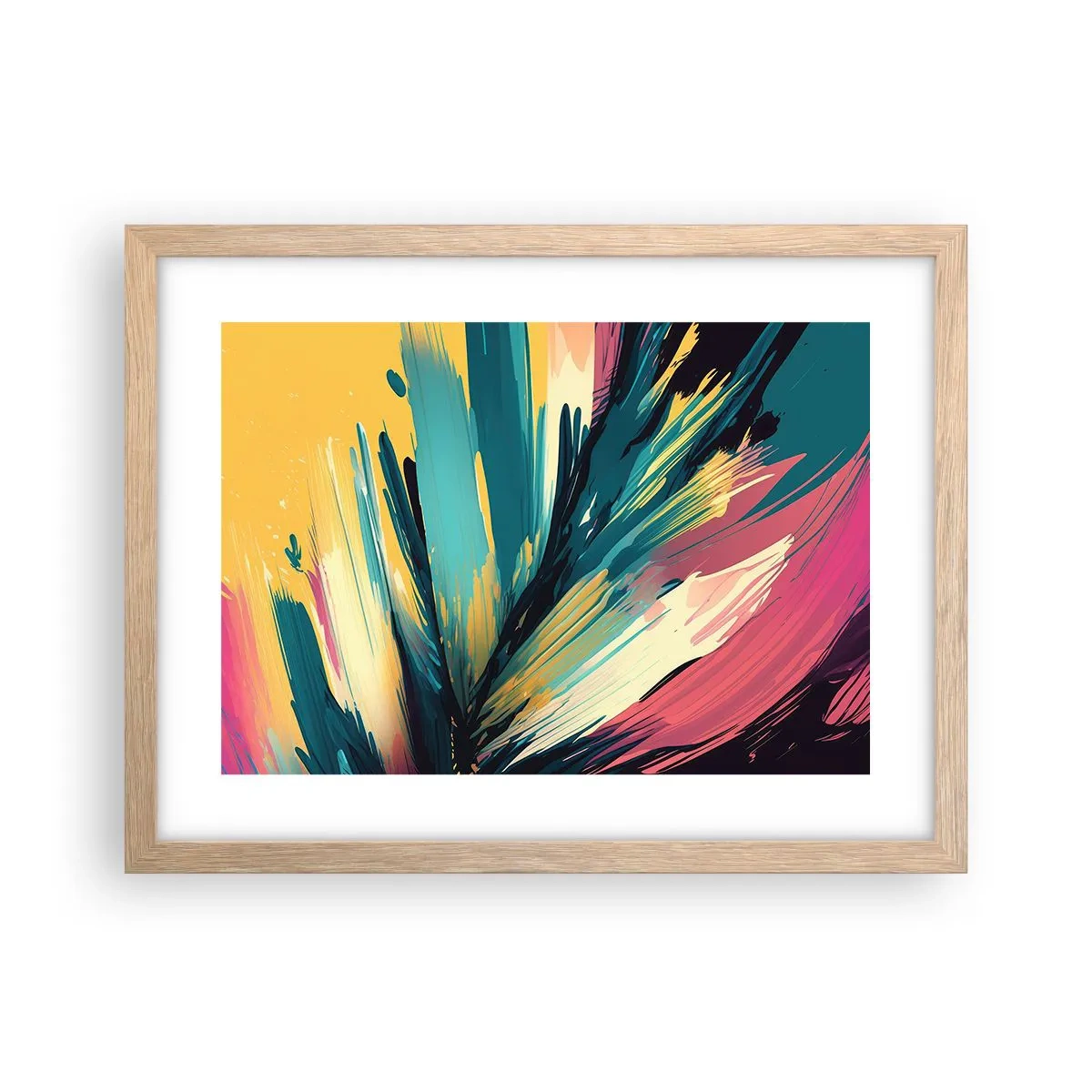Affiche dans un chêne clair - Poster - Composition – une explosion de joie - 40x30 cm
