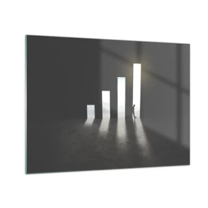 Impression sur verre - Image sur verre - L'homme à la lumière de la croissance symbolisant le développement - 70x50cm - Succès – impression - Décoration murale moderne pour le salon et la chambre ARTTOR