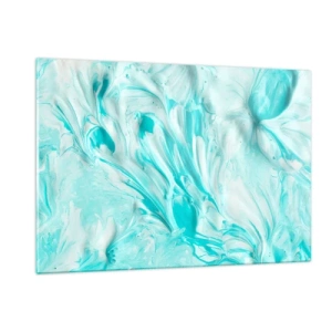 Impression sur verre - Image sur verre - Motifs abstraits bleus et blancs ressemblant à un mouvement ondulatoire - 120x80cm - Ensemble pour toujours - Décoration murale moderne pour le salon et la chambre ARTTOR