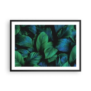 Affiche dans un cadre noir - Poster - Feuilles vertes dans un style minimaliste - 70x50cm - Dans la foule verte - Décoration murale moderne pour le salon et la chambre ARTTOR